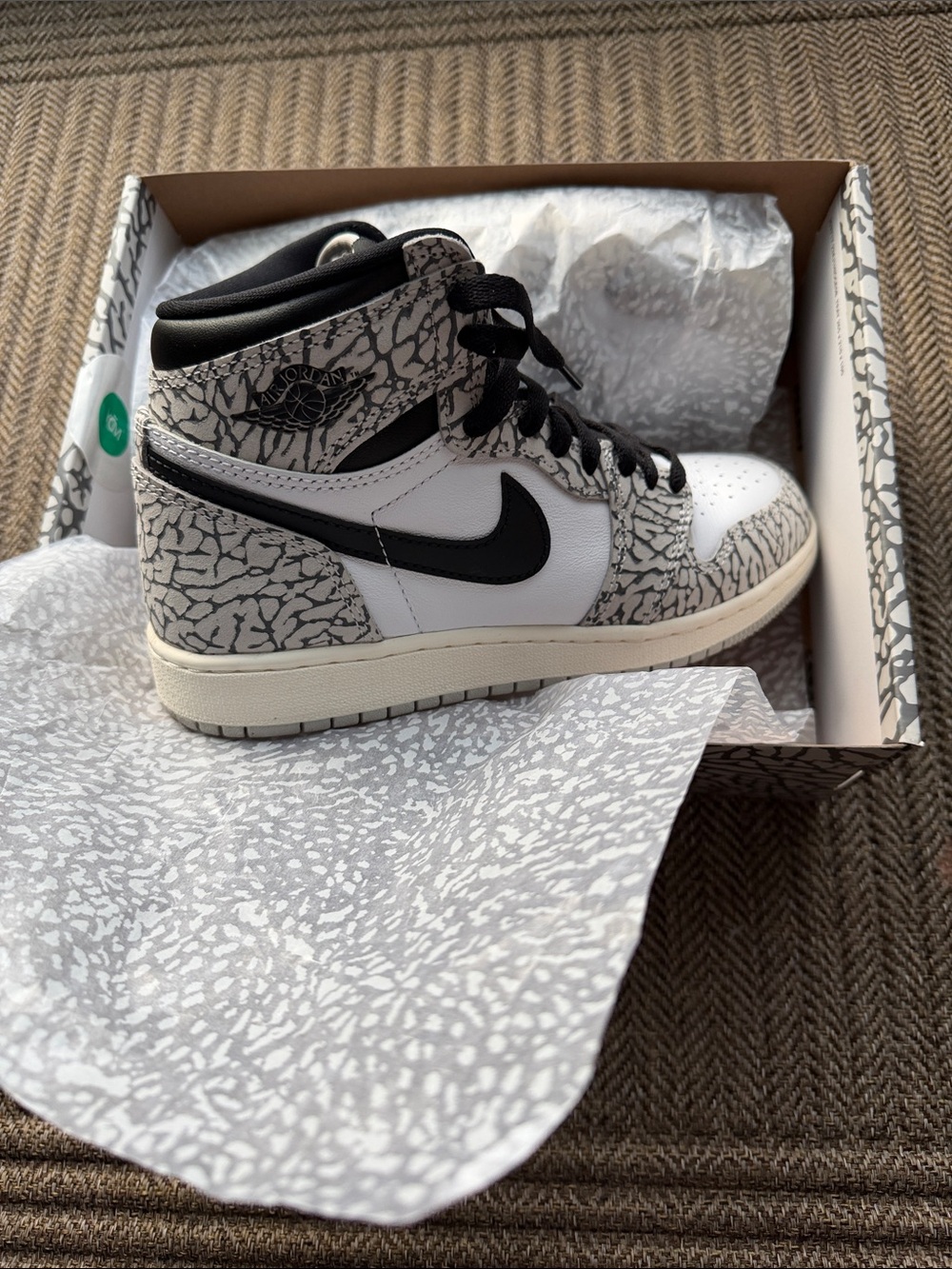 Nike Kids Sneakers White Black Elephant Print High Top